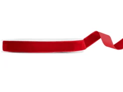 PartyDeco Wstążka welurowa - czerwona, 1,5 cm x 10 m