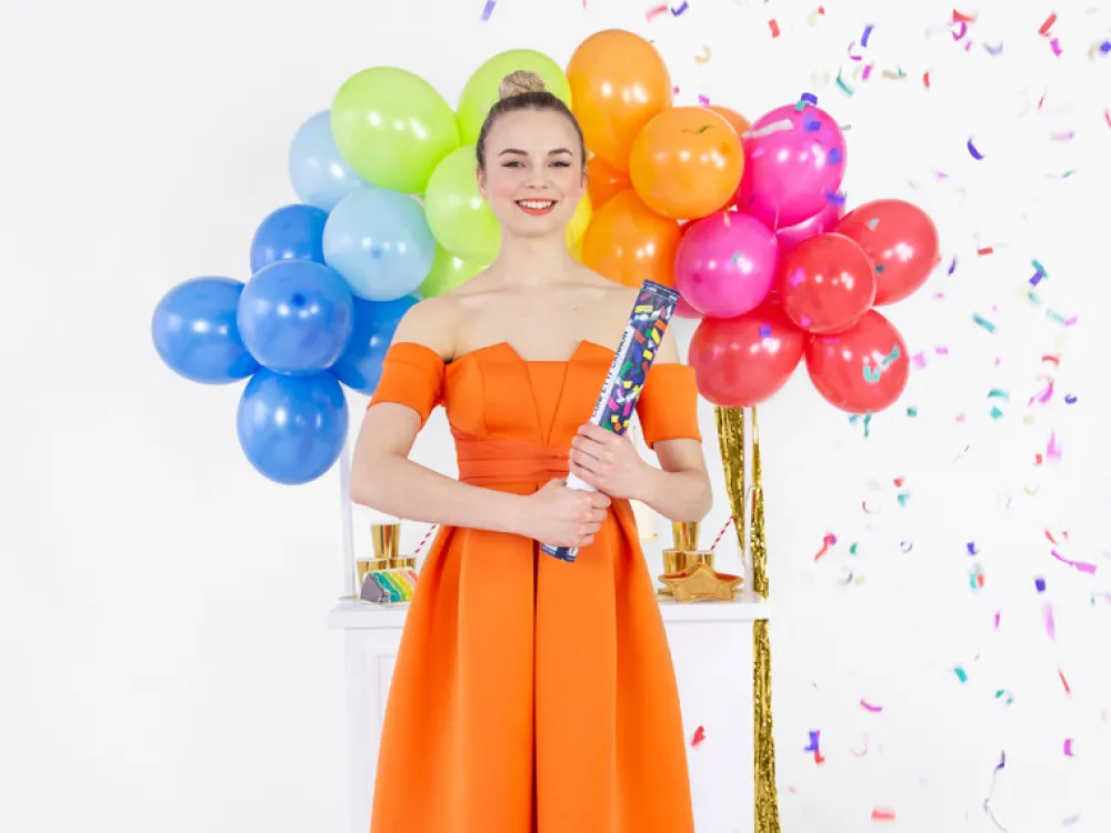 PartyDeco Wystrzałowe konfetti, tuba - konfetti i serpentyny, kolorowe, 40 cm