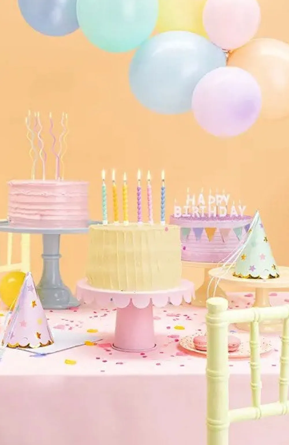 PartyDeco Zakręcone świeczki urodzinowe - pastelowe, 8,5 cm, 6 szt.