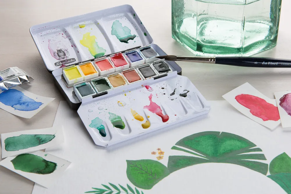 Schmincke Zestaw akwareli Akademie Aquarell w półkostkach - - 12 kolorów