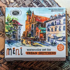 Roman Szmal Zestaw akwareli Aquarius w półkostkach Mini Urban Sketchers - - Apricot, 8 kolorów