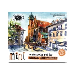 Roman Szmal Zestaw akwareli Aquarius w półkostkach Mini Urban Sketchers - - Apricot, 8 kolorów
