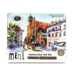 Roman Szmal Zestaw akwareli Aquarius w półkostkach Mini Urban Sketchers - - Gold, 8 kolorów