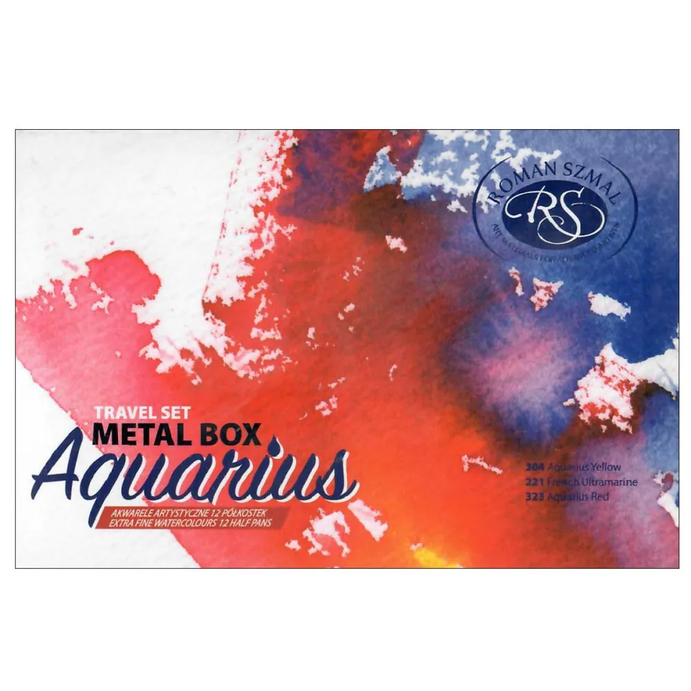 Roman Szmal Zestaw akwareli Aquarius w półkostkach, Travel Set - - 12 kolorów > Farby Akwarelowe