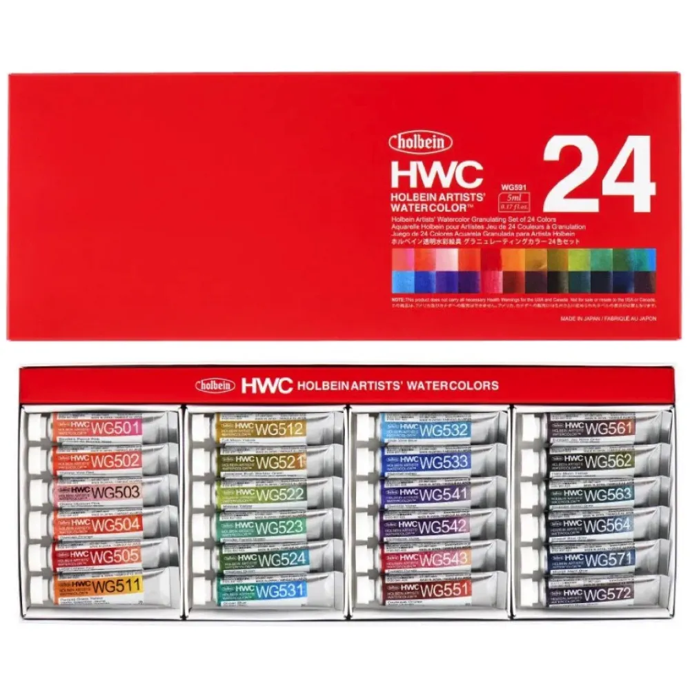 Holbein Zestaw akwareli Artists’ Watercolor Granulating - - 24 x 5 ml > Farby Akwarelowe