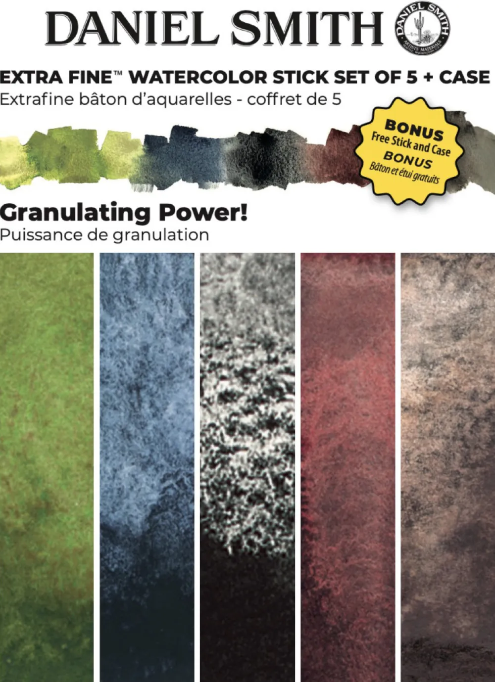 Daniel Smith Zestaw akwareli Extra Fine Granulating Power w sztyfcie + Bonus - - 5 szt. > Farby Akwarelowe