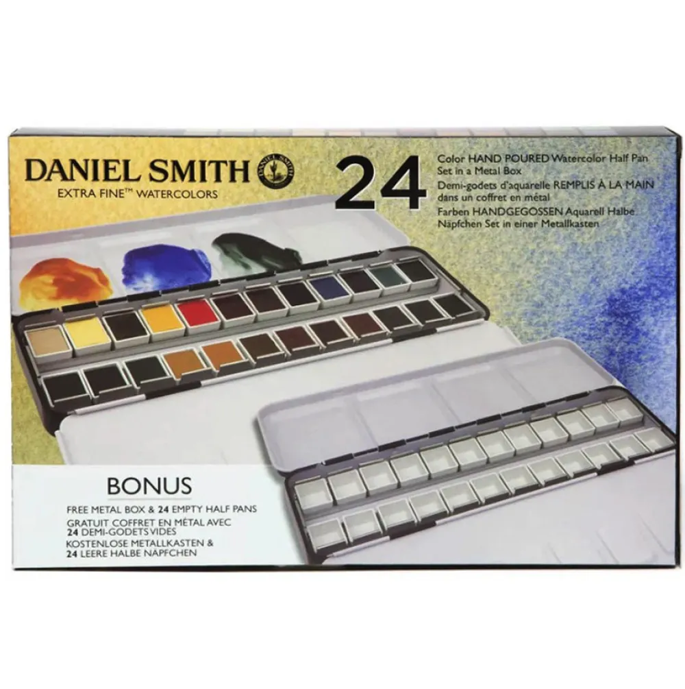 Daniel Smith Zestaw akwareli Extra Fine w półkostkach + Bonus - - 24 kolory > Farby Akwarelowe