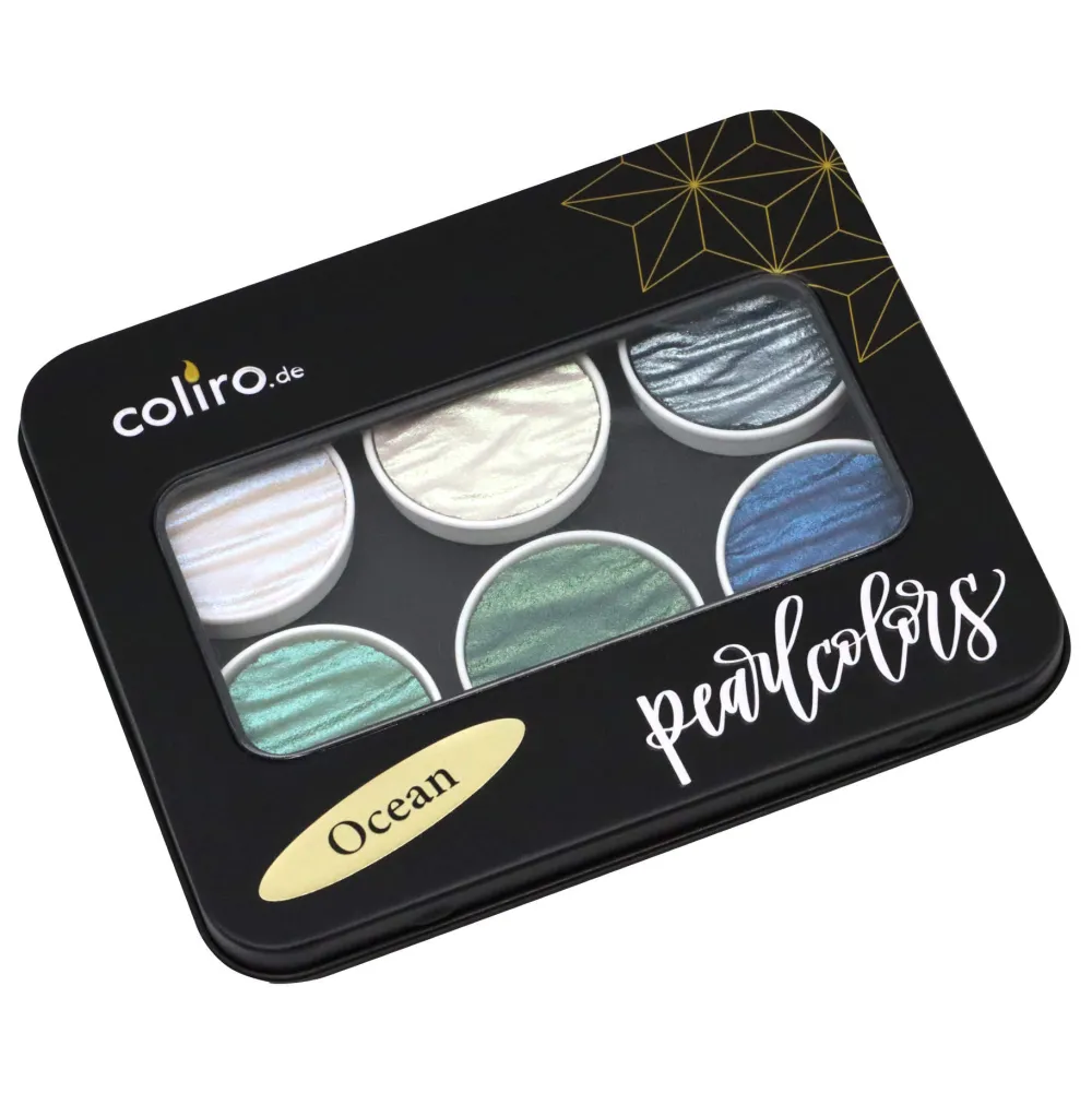 Finetec Zestaw akwareli, Ocean - Coliro Pearl Colors - 6 kolorów > Farby Do Kaligrafii|Farby Akwarelowe