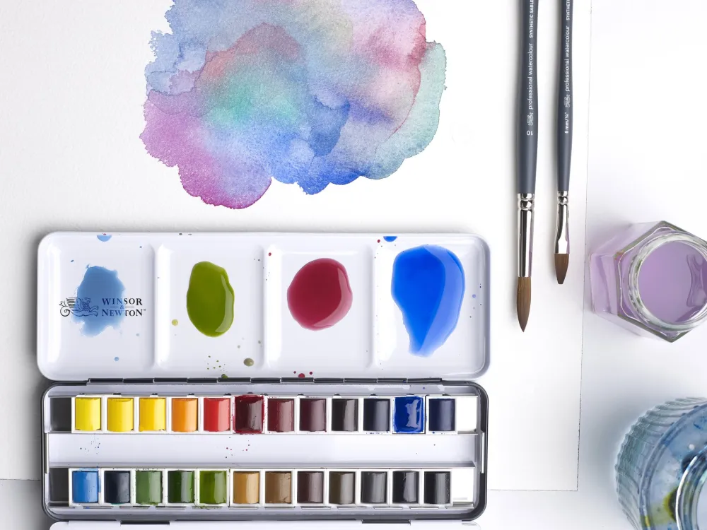 Winsor & Newton Zestaw akwareli Professional w półkostkach - - 24 szt.