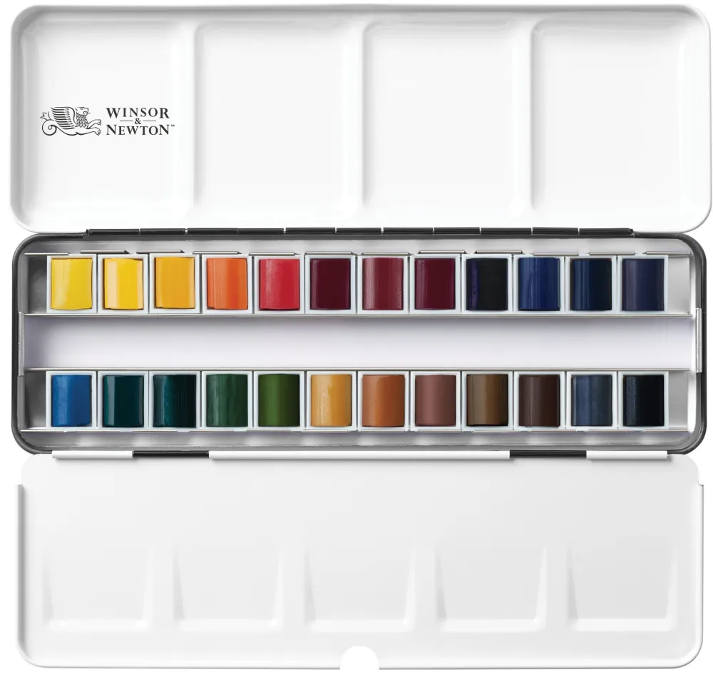Winsor & Newton Zestaw akwareli Professional w półkostkach - - 24 szt.