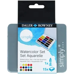 Daler Rowney Zestaw akwareli Simply w półkostkach - - 15 szt.