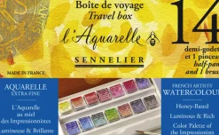 Sennelier Zestaw akwareli w półkostkach l'Aquarelle Travel Box - - 14 szt. ><noscript><img width=