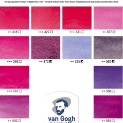 Van Gogh Zestaw akwareli w półkostkach Pocket Box Pinks & Violets - - 12 kolorów