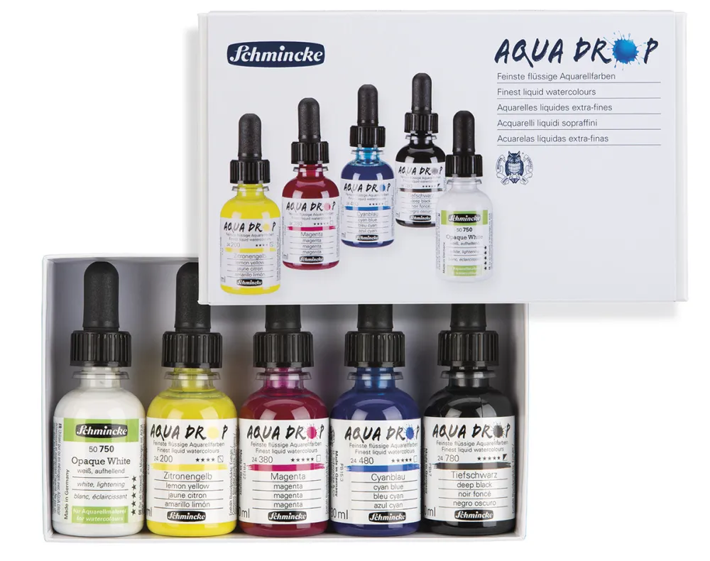 Schmincke Zestaw akwareli w płynie Aqua Drop - - 5 szt. x 30 ml