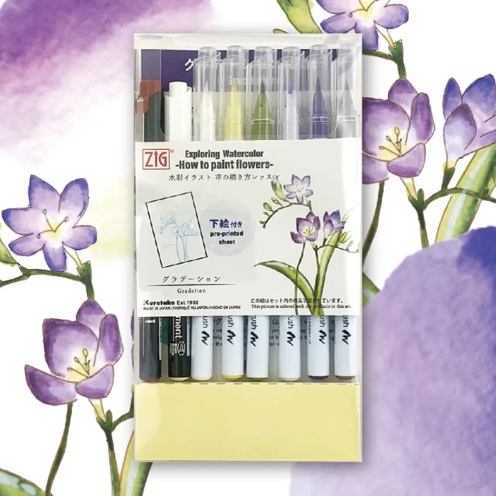 Kuretake Zestaw akwarelowy Watercolor Flowers, Gradation - - 11 szt. > Markery, Brushpeny I Pisaki