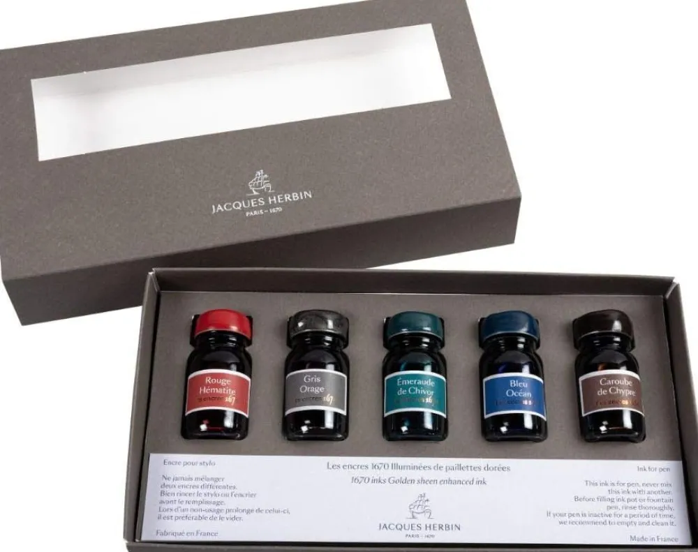 J.Herbin Zestaw atramentów 1670 w butelce - - 5 kolorów x 10 ml > Atramenty