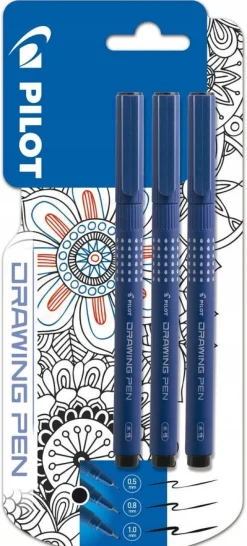 Pilot Zestaw cienkopisów Drawing Pen - - 3 szt. > Markery, Brushpeny I Pisaki