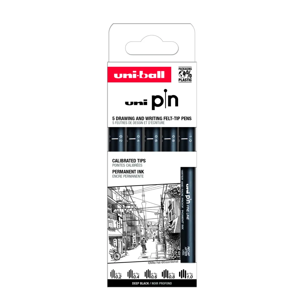 Uni Zestaw cienkopisów kreślarskich Pin 200 - - 0,2-1 mm, 5 szt.