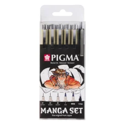 Sakura Zestaw cienkopisów Pigma Manga Micron - - czarne, 6 szt. > Markery, Brushpeny I Pisaki