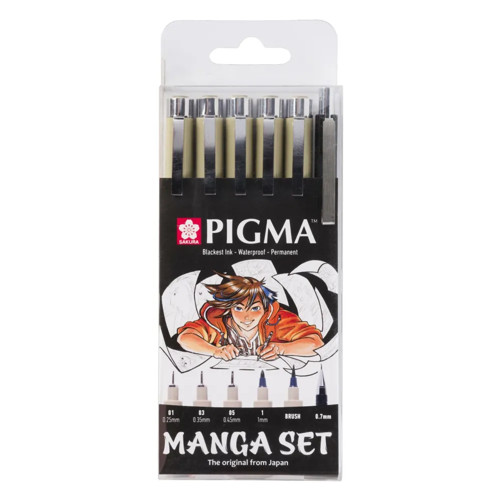 Sakura Zestaw cienkopisów Pigma Manga Micron - - czarne, 6 szt. > Markery, Brushpeny I Pisaki