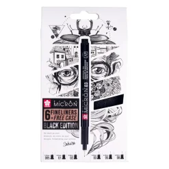 Sakura Zestaw cienkopisów Pigma Micron Black z etui - - 6 szt.