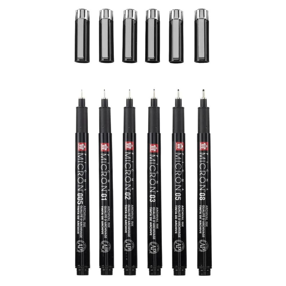 Sakura Zestaw cienkopisów Pigma Micron Black z etui - - 6 szt.