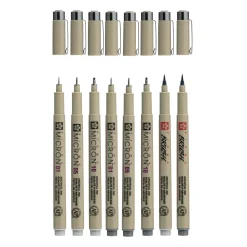 Sakura Zestaw cienkopisów Pigma Micron - - szare, 8 szt.