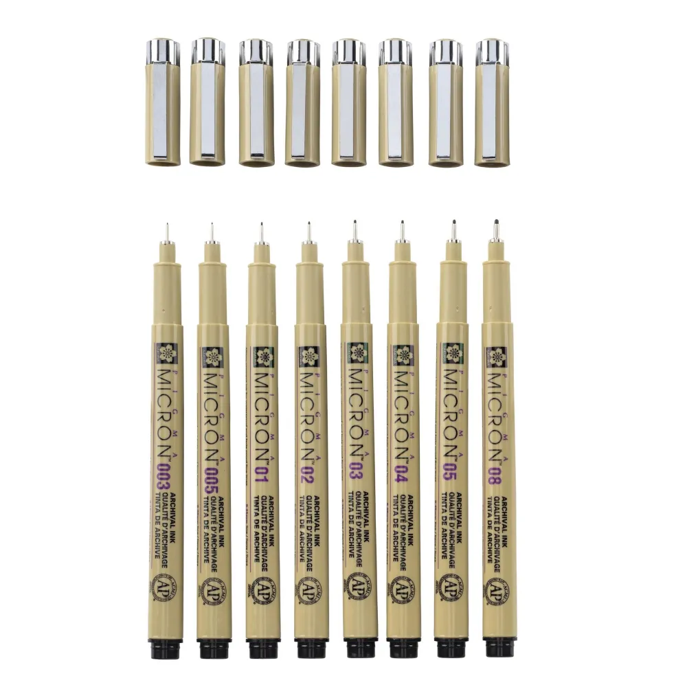 Sakura Zestaw cienkopisów Pigma Micron - - czarne, 8 szt. > Markery, Brushpeny I Pisaki