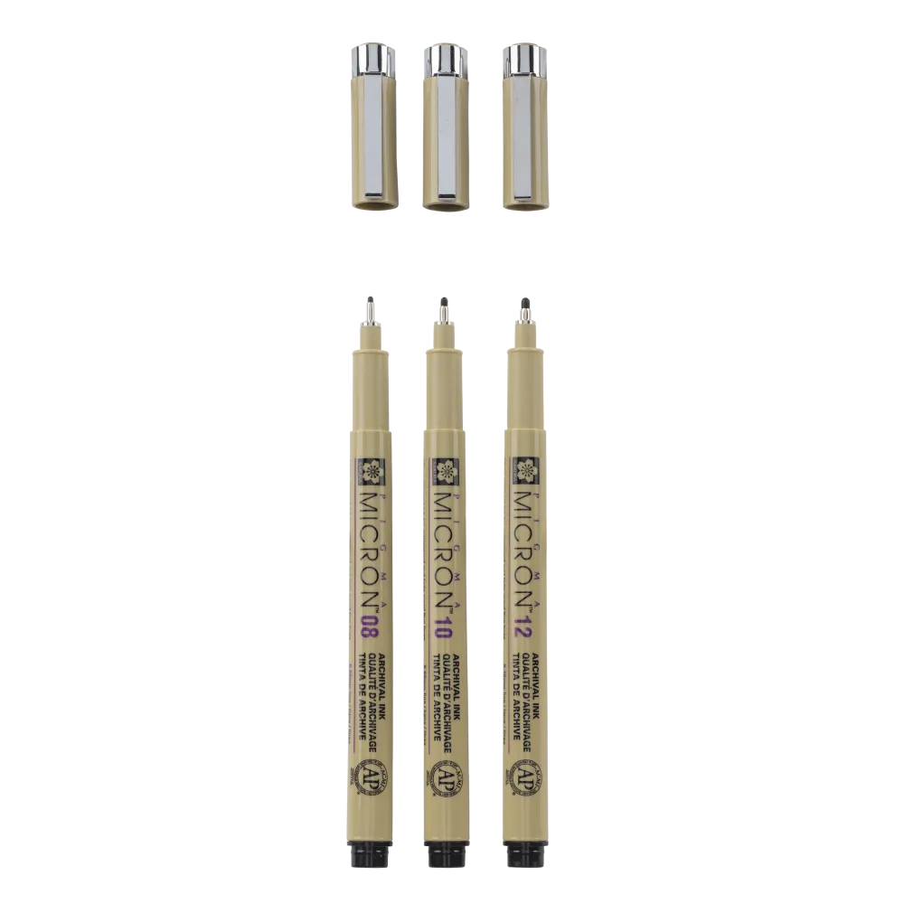 Sakura Zestaw cienkopisów Pigma Micron Black - - czarny, 3 szt. > Markery, Brushpeny I Pisaki