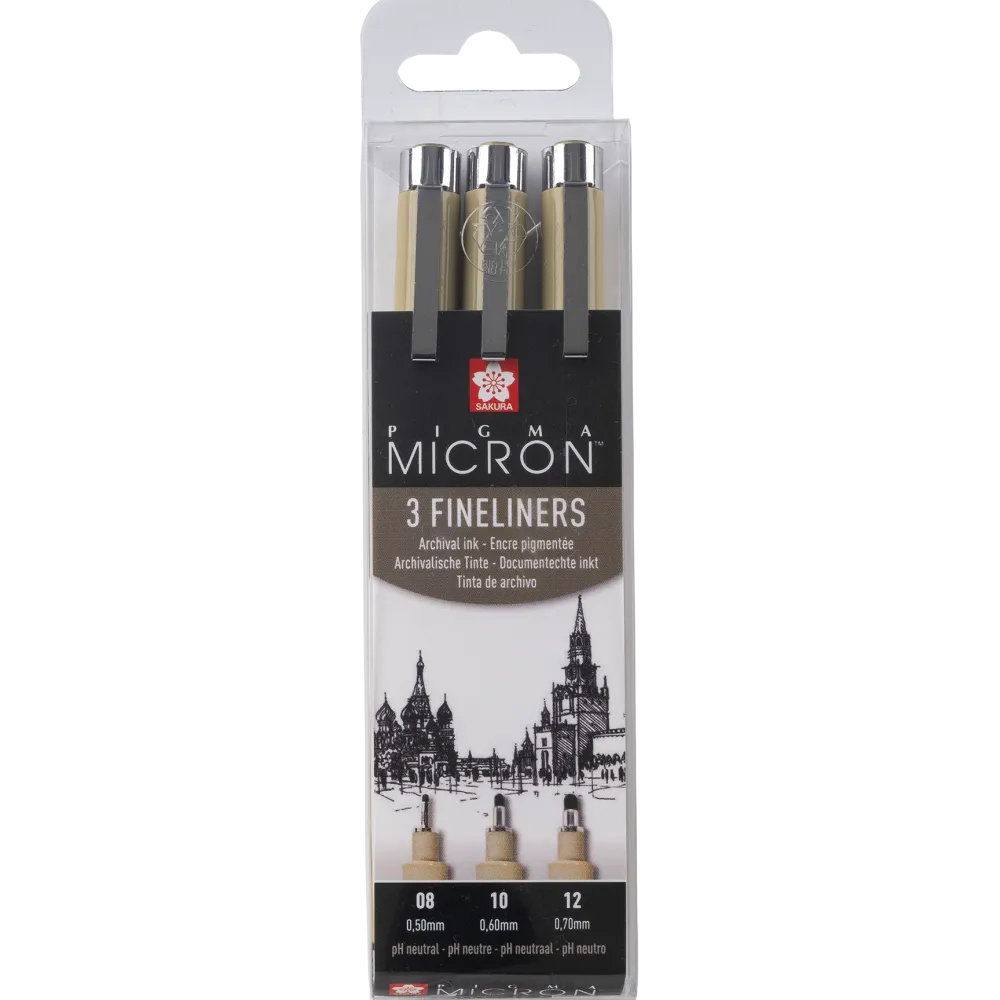Sakura Zestaw cienkopisów Pigma Micron Black - - czarny, 3 szt. > Markery, Brushpeny I Pisaki