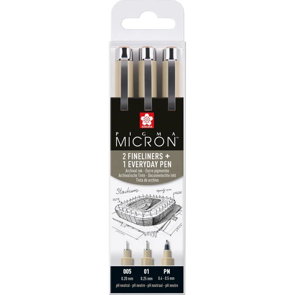 Sakura Zestaw cienkopisów Pigma Micron Urban - - czarny, 3 szt.