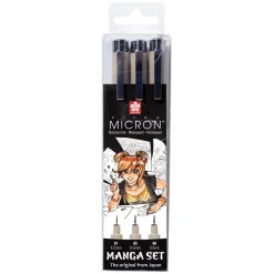Sakura Zestaw cienkopisów Pigma Micron Manga Set - - czarny, 3 szt.