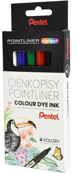 Pentel Zestaw cienkopisów Pointliner Colour 0,4 mm - - 4 szt.