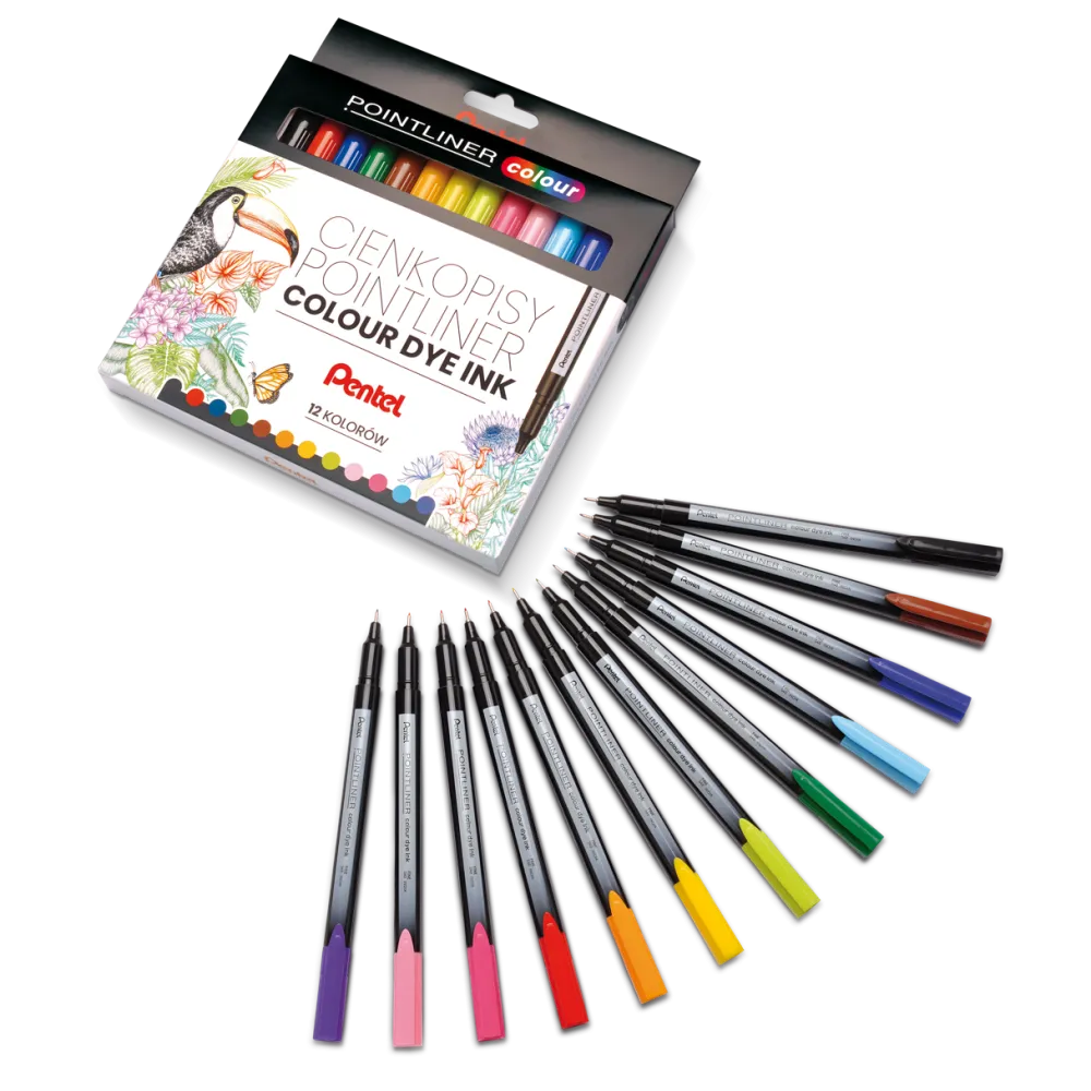 Pentel Zestaw cienkopisów Pointliner Colour 0,4 mm - - 12 szt.