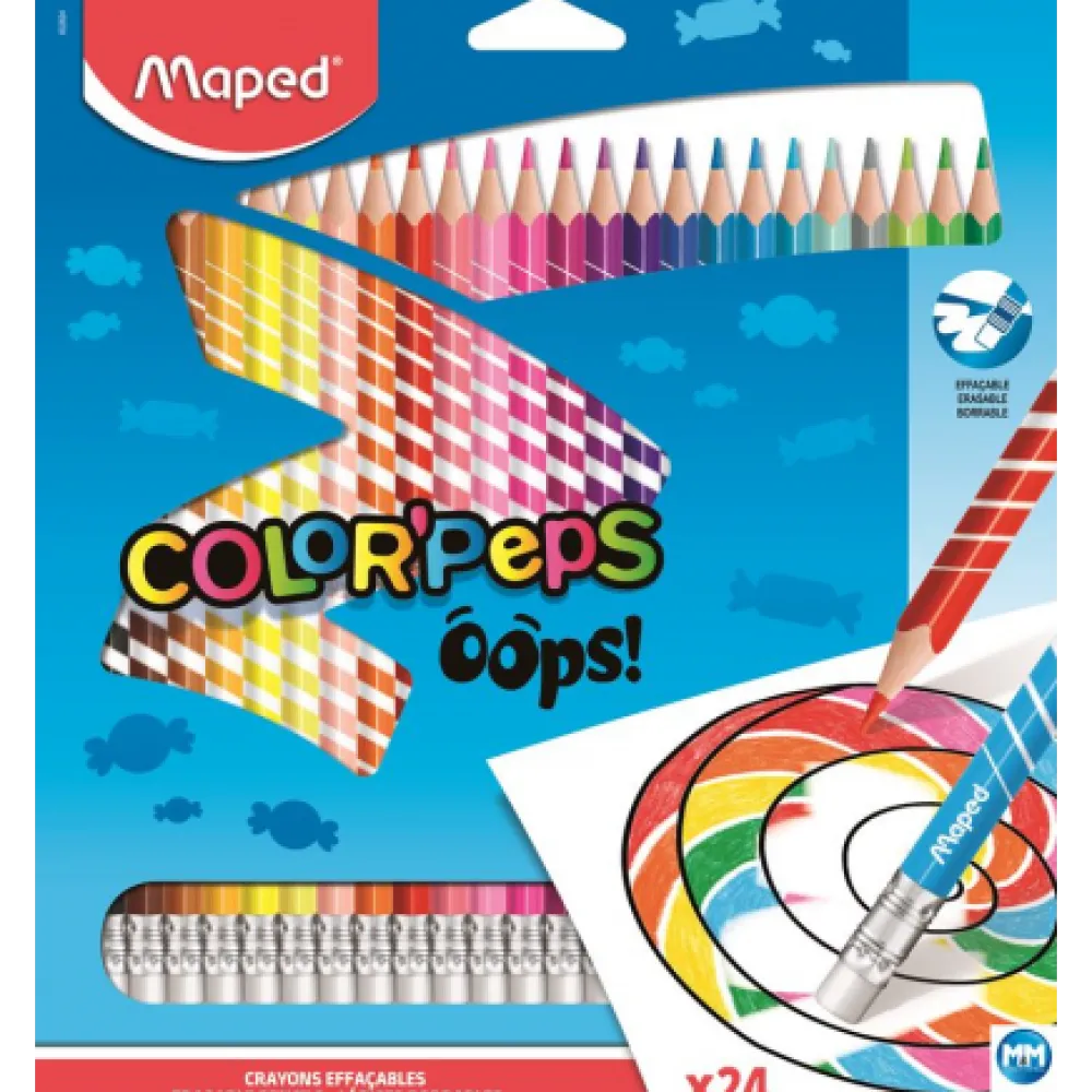 Maped Zestaw ścieralnych kredek Color'Peps Oops - - 24 kolory > Dzieci Kredki Dla Dzieci
