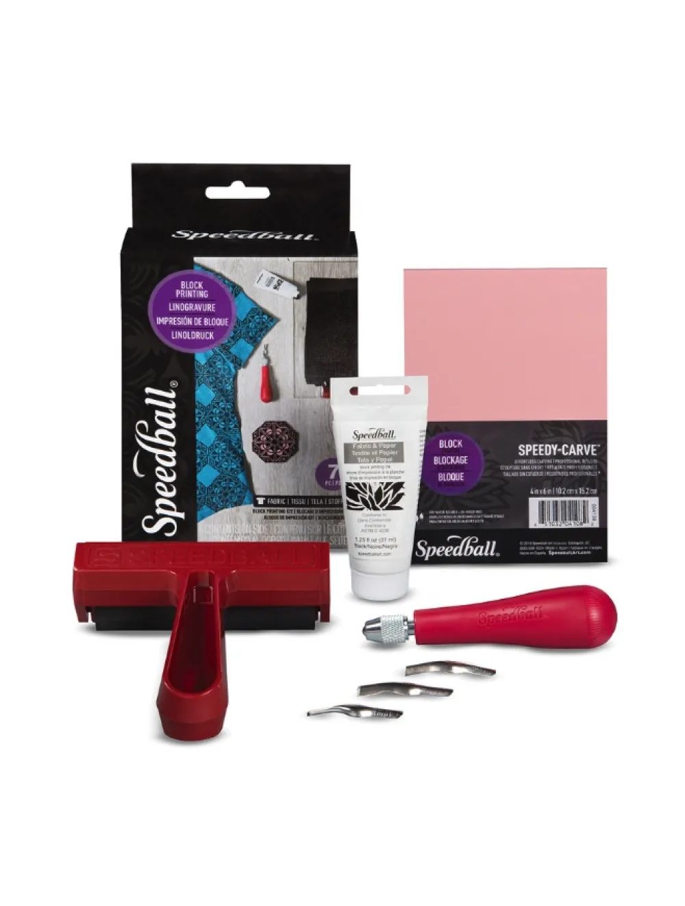 Speedball Zestaw do linorytu Fabric Block Printing Starter Kit - - 7 szt. > Techniki Graficzne
