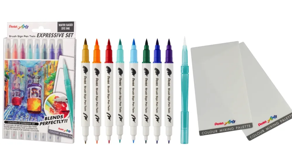 Pentel Zestaw do malowania Brush Sign Pen Twin Landscape - - 8 szt. > Pisaki Kaligraficzne