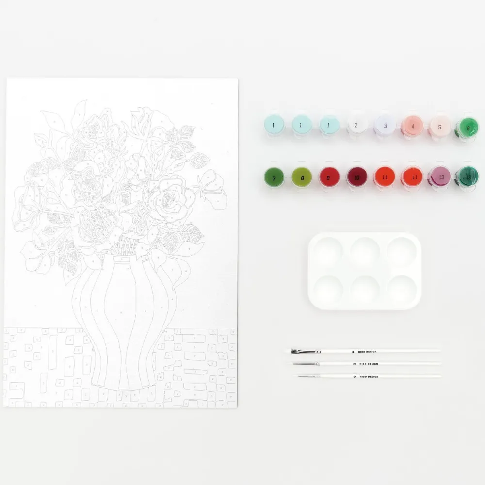 Rico Design Zestaw do malowania po numerach - - Red Roses > Malowanie Po Numerach