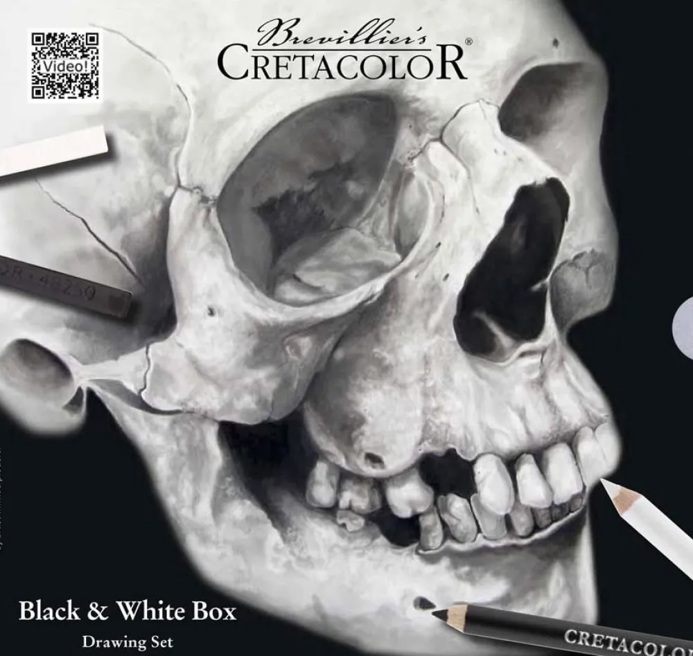 Cretacolor Zestaw do szkicowania Black & White w metalowej kasetce - - 25 szt. > Zestawy Do Rysunku|Węgle Rysunkowe