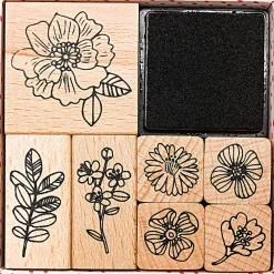 Rico Design Zestaw drewnianych stempli Hygge - Paper Poetry - kwiaty, 8 szt. > Tusze I Stemple