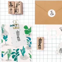 Rico Design Zestaw drewnianych stempli Hygge Plants - Paper Poetry - 7 szt. ><noscript><img width=