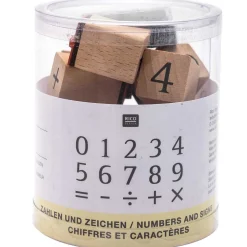Rico Design Zestaw drewnianych stempli - - numery i znaki, 15 szt. > Tusze I Stemple