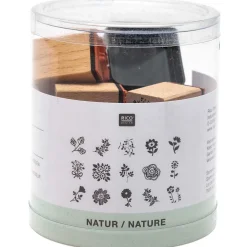 Rico Design Zestaw drewnianych stempli - - natura, 15 szt. > Tusze I Stemple
