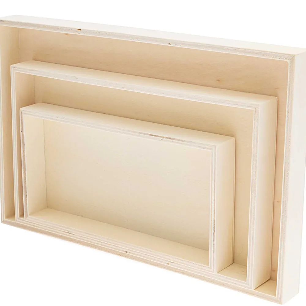 Rico Design Zestaw drewnianych tacek - - prostokątne, 3 szt.
