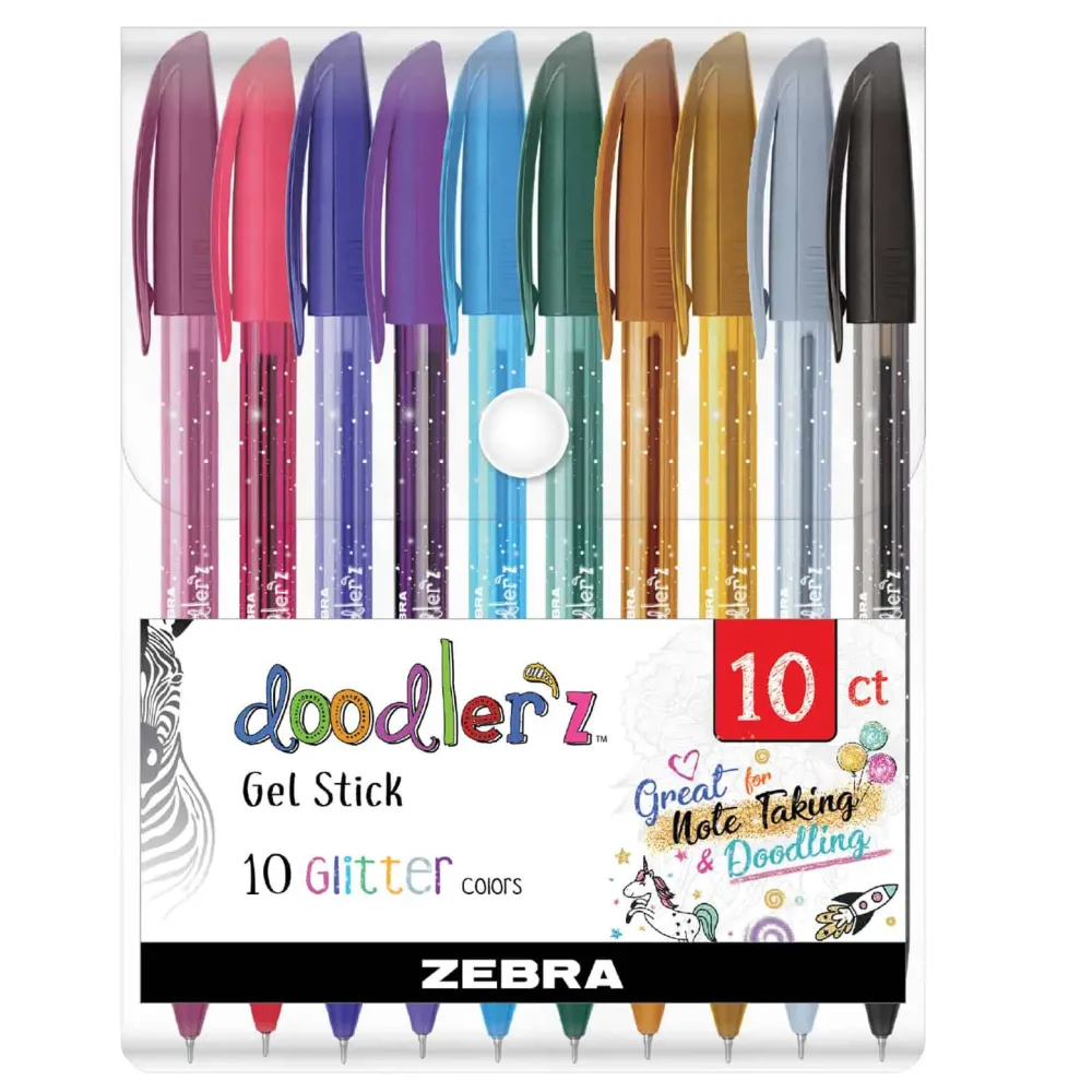 Zebra Zestaw długopisów żelowych Doodler'z Glitter - - 10 kolorów