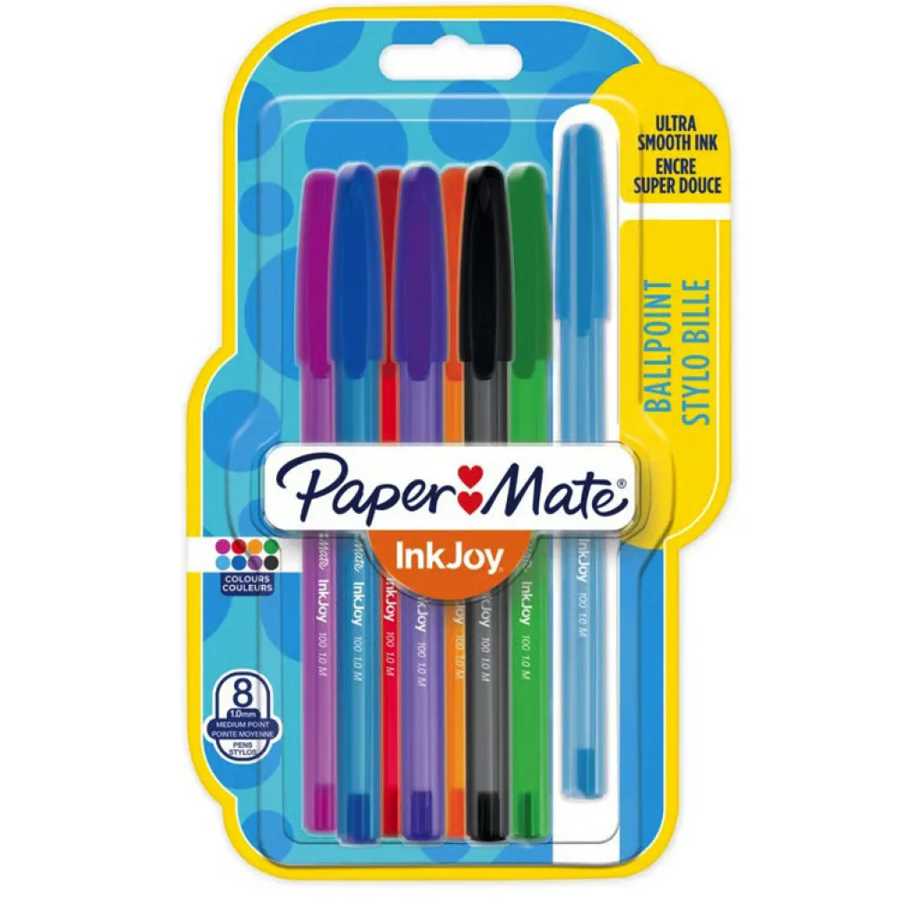 Paper Mate Zestaw długopisów InkJoy 100 - - 1 mm, 8 szt. > Długopisy