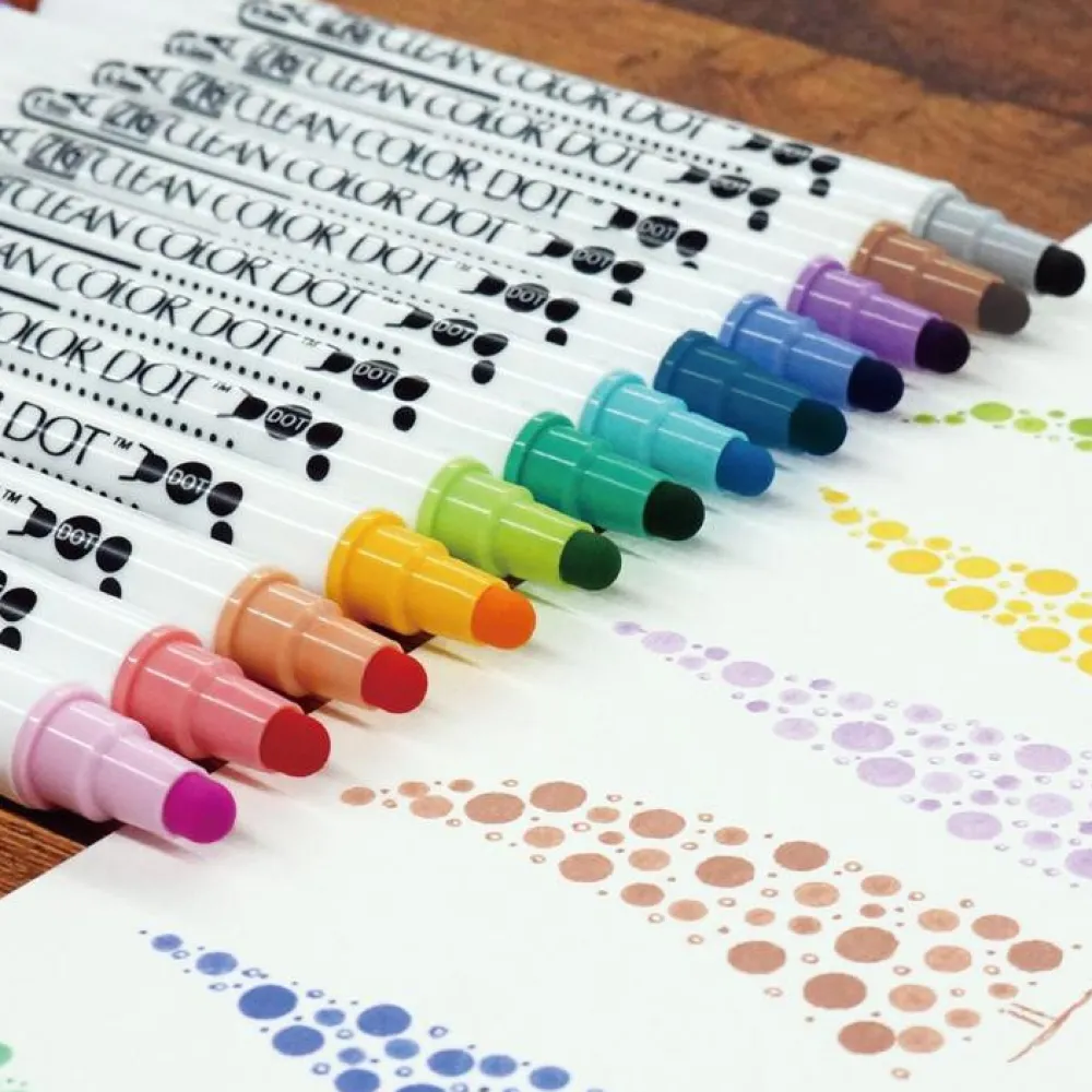 Kuretake Zestaw dwustronnych pisaków Zig Clean Color Dot - - 12 szt. > Markery, Brushpeny I Pisaki