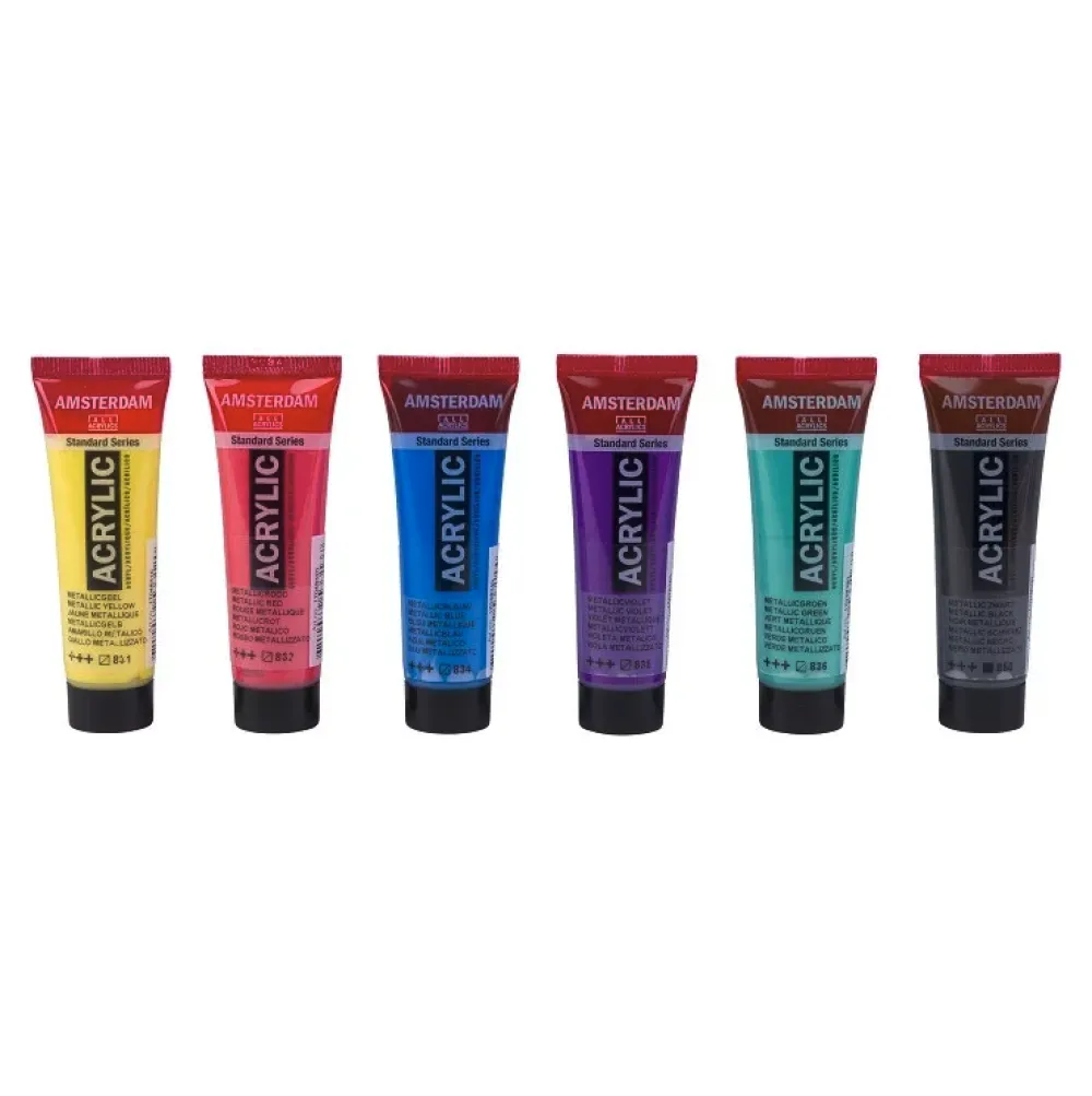 Amsterdam Zestaw farb akrylowych - - Colorful Metallics, 6 kolorów x 20 ml