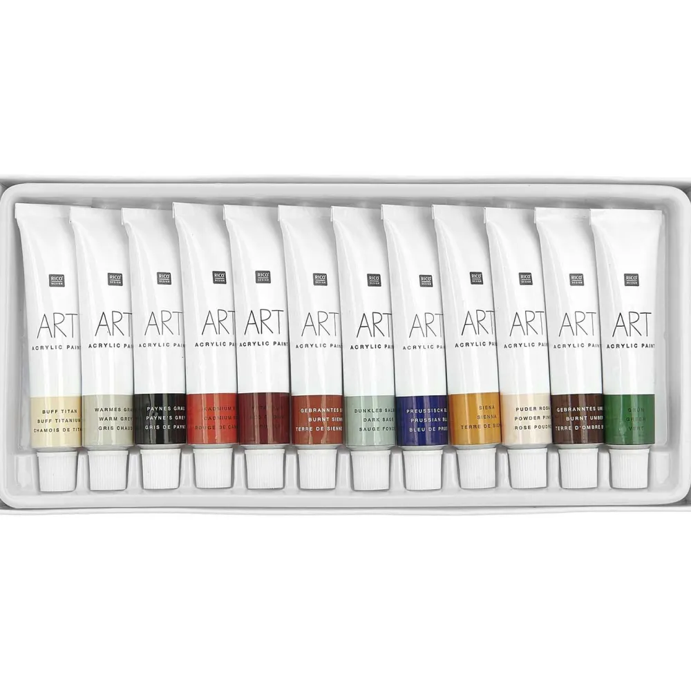 Rico Design Zestaw farb akrylowych ART Earthy Colors - - 12 kolorów x 12 ml > Farby Akrylowe