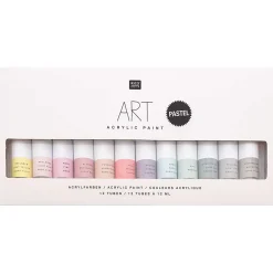 Rico Design Zestaw farb akrylowych ART Pastel - - 12 kolorów x 12 ml